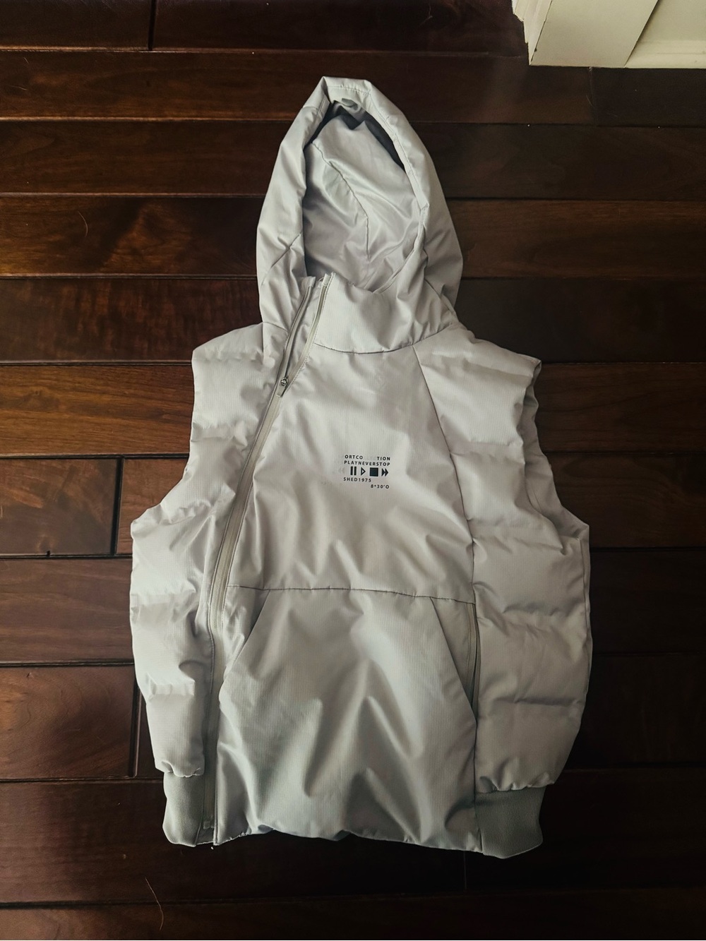 Zara Kids Hooded Puffer Vest - Light Gray